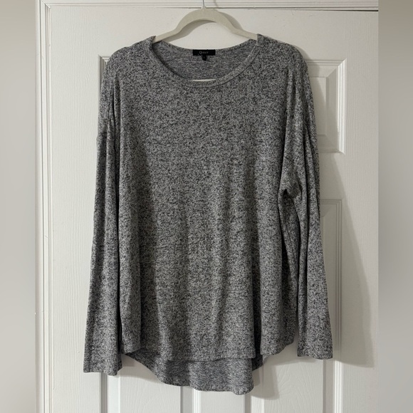 Quince Brushed Long Sleeve Louge Tee Charcoal Cozy Versatile Top Large - Picture 1 of 4
